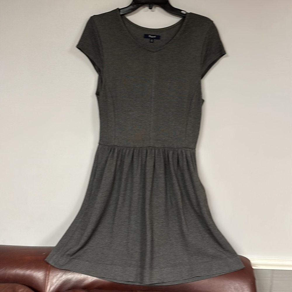 Madewell 1937 Cap Sleeve Gray Fit & Flare Dress, M